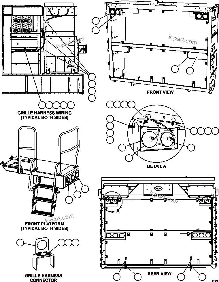 Komatsu parts book diagram for AFE62-BB 930E-4SE S/N A31791 - A31792 & A31813 - A31814  LAS BAMBAS: HEADLIGHT / FOG LIGHT INSTALLATION