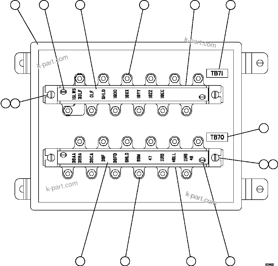 Komatsu parts book diagram for AFE62-BB 930E-4SE S/N A31791 - A31792 & A31813 - A31814  LAS BAMBAS: JUNCTION BOX ASSEMBLY - L.H.      EK5822