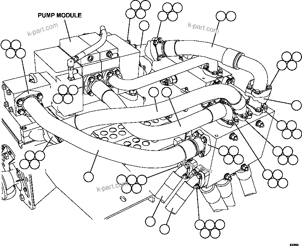Komatsu parts book diagram for AFE62-BB 930E-4SE S/N A31791 - A31792 & A31813 - A31814  LAS BAMBAS: PUMP MODULE - BRAKE COOLING & HOIST    1/2