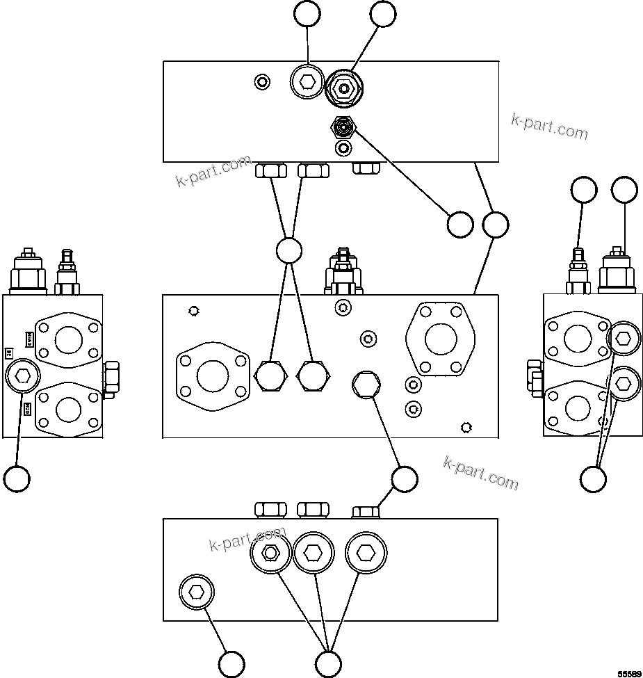 Komatsu parts book diagram for AFE62-BB 930E-4SE S/N A31791 - A31792 & A31813 - A31814  LAS BAMBAS: OVERCENTER MANIFOLD VALVE ASSM       PC0522