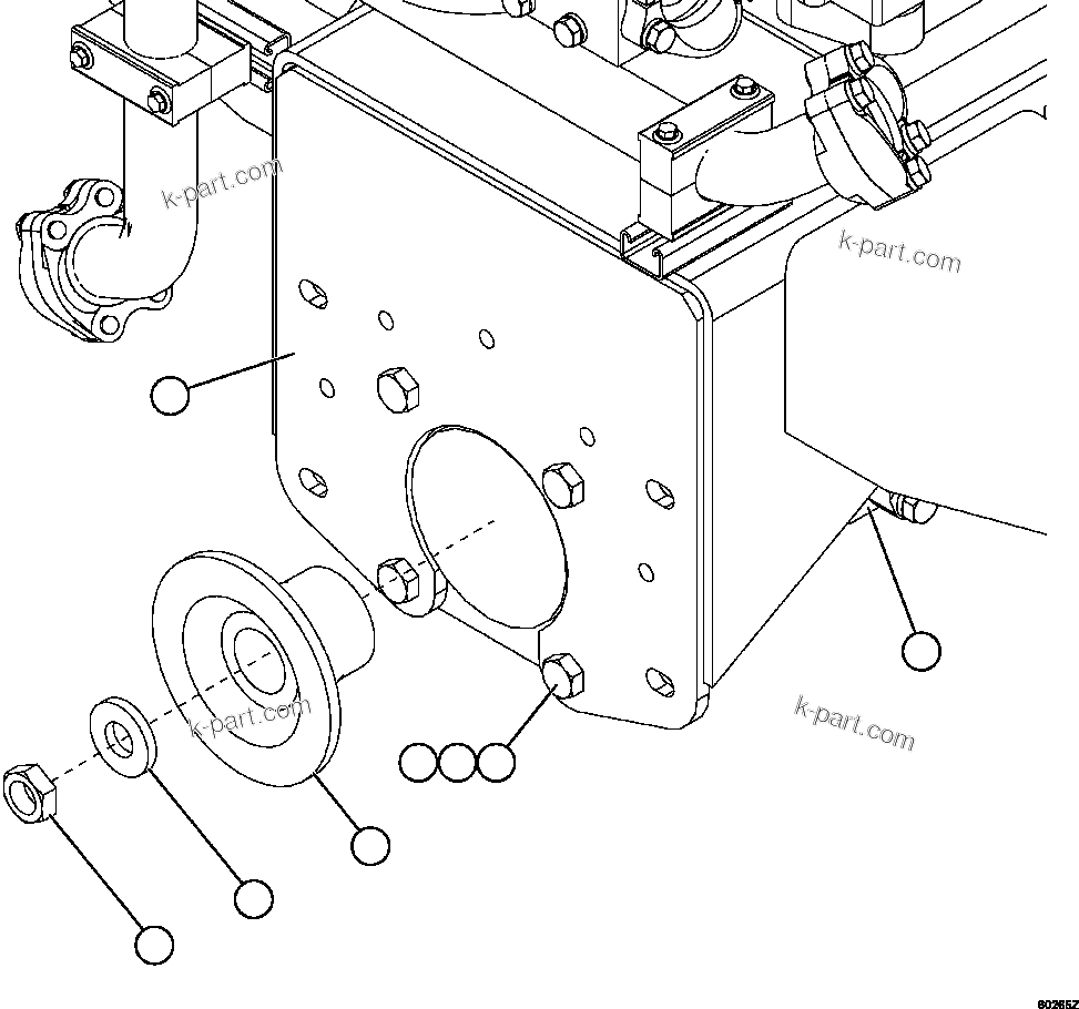 Komatsu parts book diagram for AFE62-BB 930E-4SE S/N A31791 - A31792 & A31813 - A31814  LAS BAMBAS: HOIST PUMP INSTALLATION