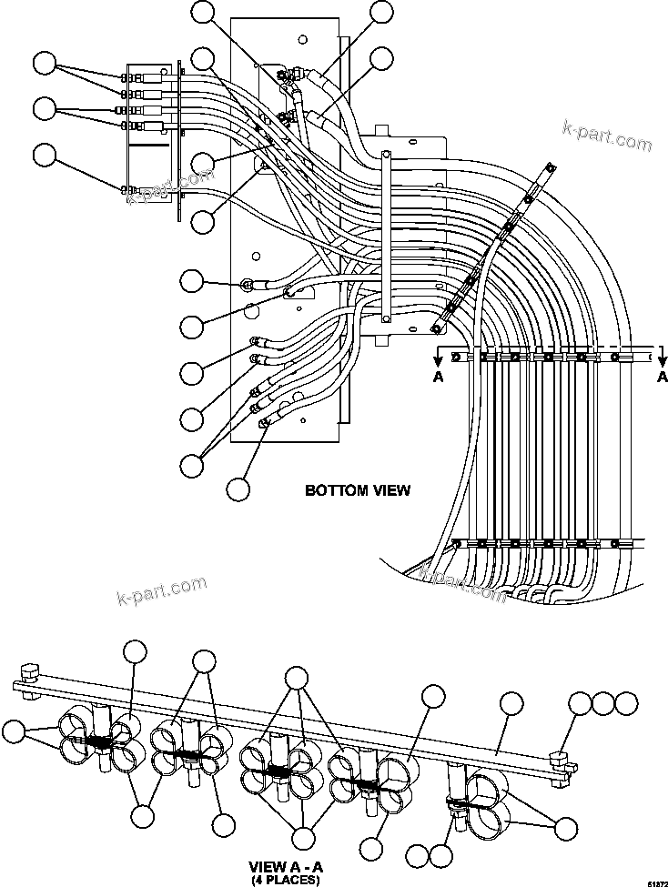Komatsu parts book diagram for AFE62-BB 930E-4SE S/N A31791 - A31792 & A31813 - A31814  LAS BAMBAS: HYDRAULIC BRAKE CABINET HOSE ROUTING    2/3