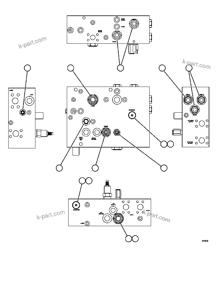 Komatsu parts book diagram for AFE62-BB 930E-4SE S/N A31791 - A31792 & A31813 - A31814  LAS BAMBAS: BLEEDDOWN MANIFOLD      PC1493