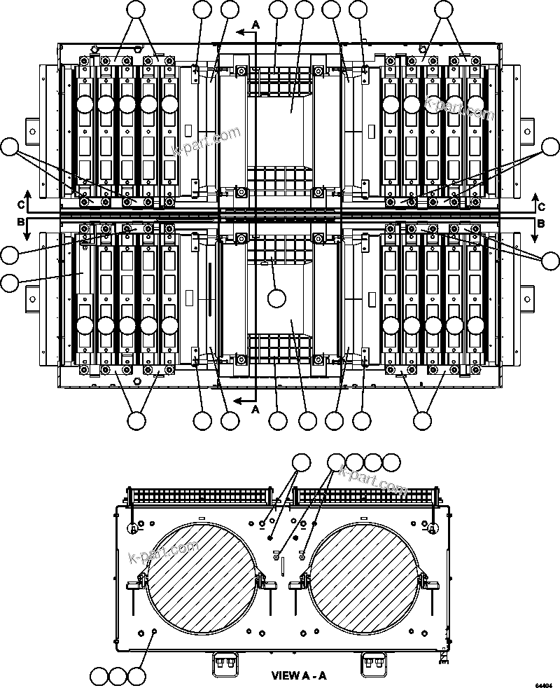 Komatsu parts book diagram for AFE62-BB 930E-4SE S/N A31791 - A31792 & A31813 - A31814  LAS BAMBAS: RETARDING GRID (J-GRID)    2/3    58F-06-01590