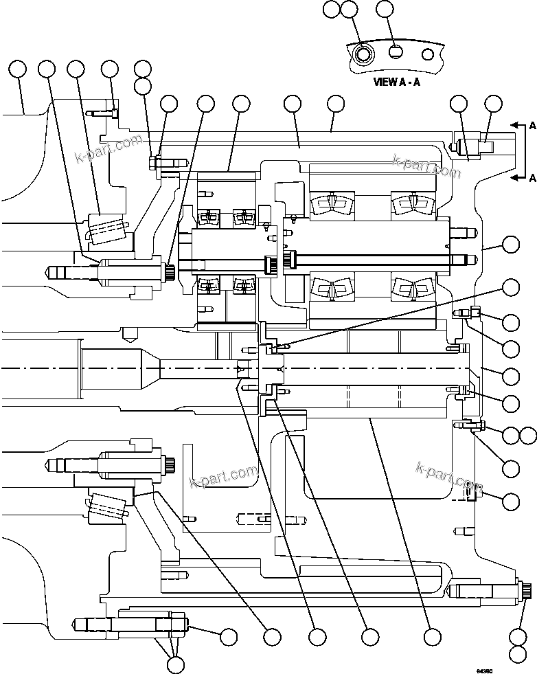 Komatsu parts book diagram for AFE62-BB 930E-4SE S/N A31791 - A31792 & A31813 - A31814  LAS BAMBAS: TRANSMISSION, MOTORIZED WHEEL 2/2   58F-30-00011