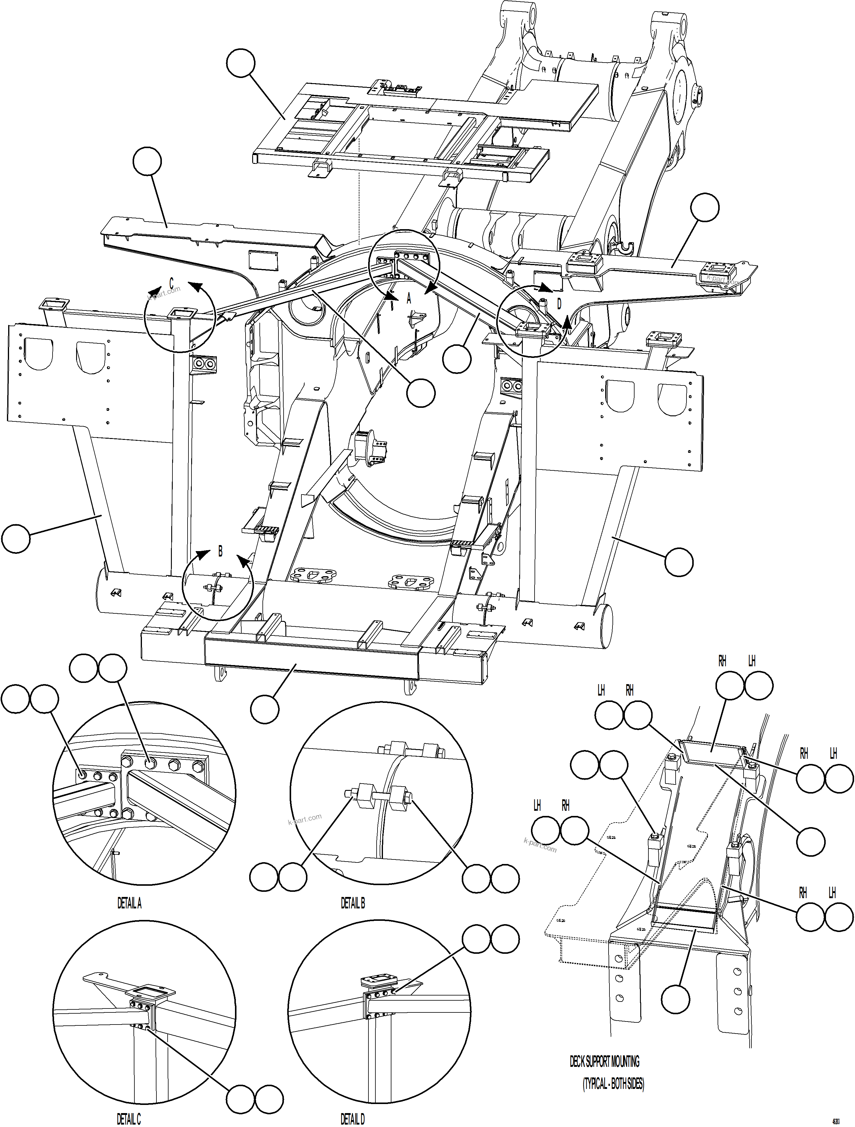 Komatsu parts book diagram for AFE62-BW 930E-4SE S/N A32123  COLLAHUASI: FRAME & UPRIGHTS