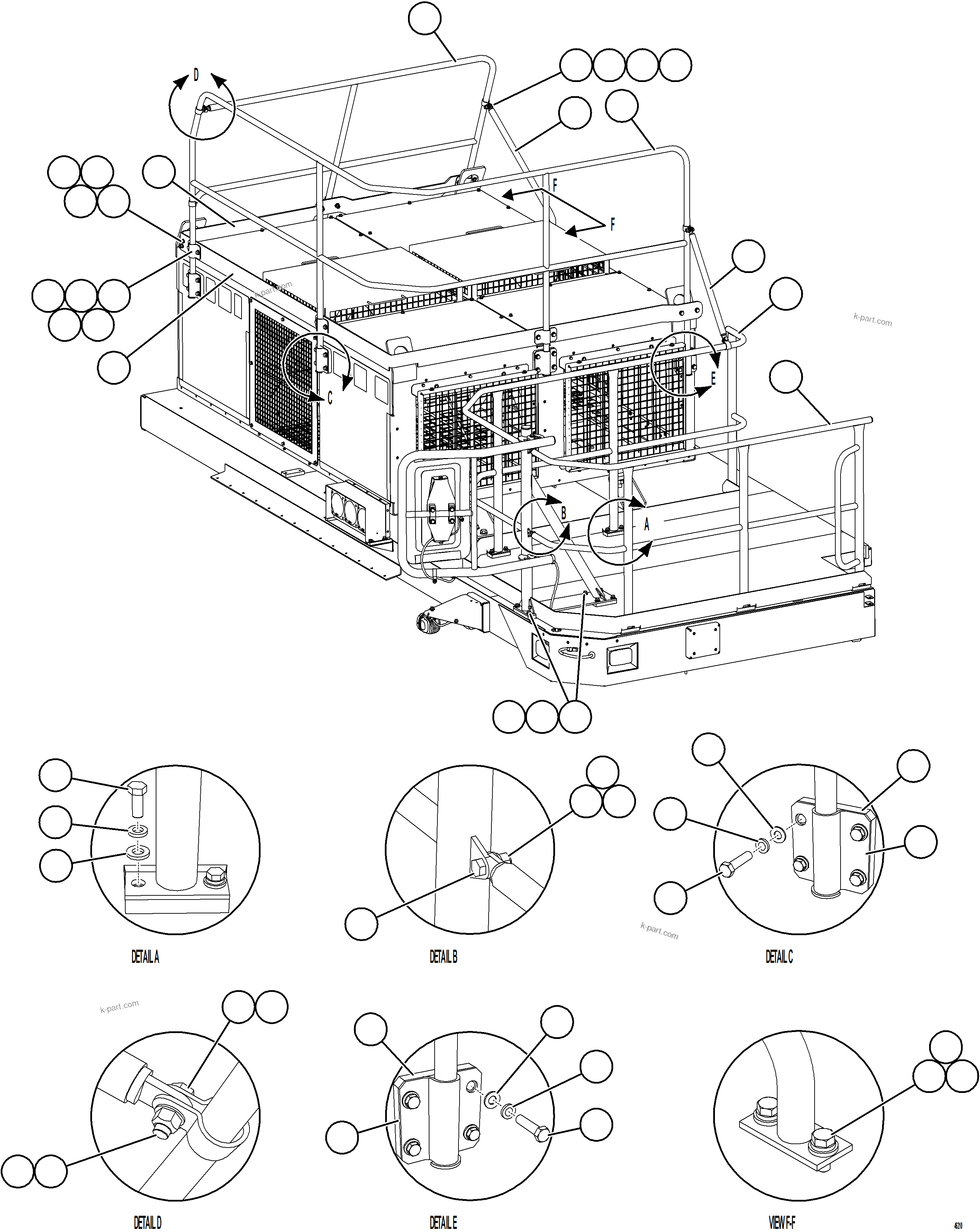 Komatsu parts book diagram for AFE62-BW 930E-4SE S/N A32123  COLLAHUASI: RH DECK HANDRAILS