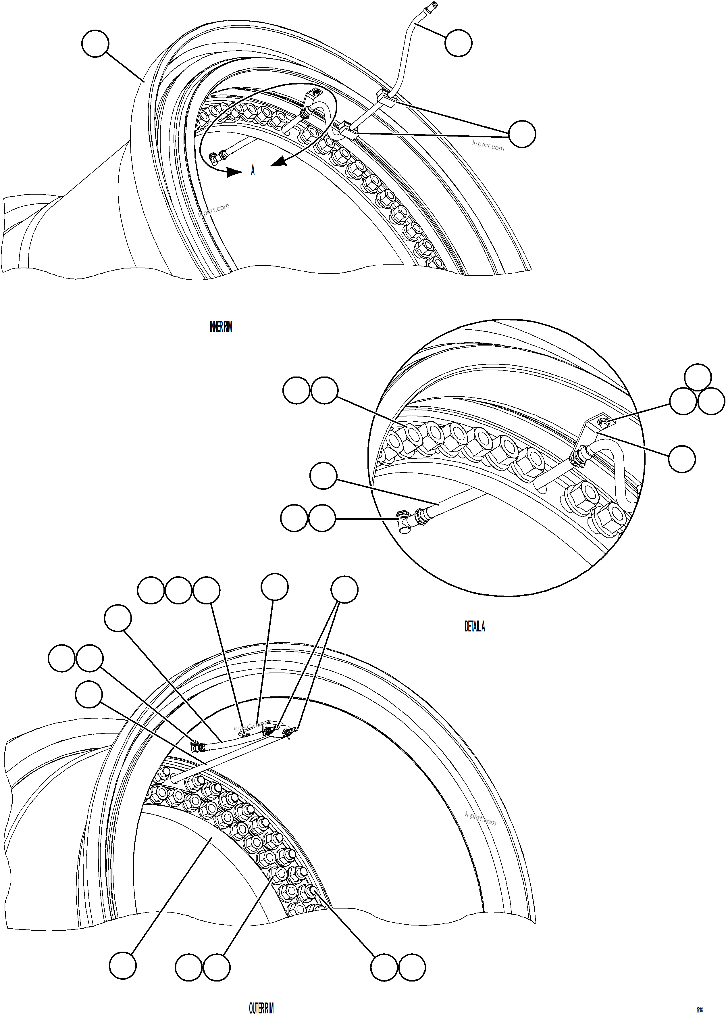 Komatsu parts book diagram for AFE62-BW 930E-4SE S/N A32123  COLLAHUASI: REAR WHEELS & MOUNTING