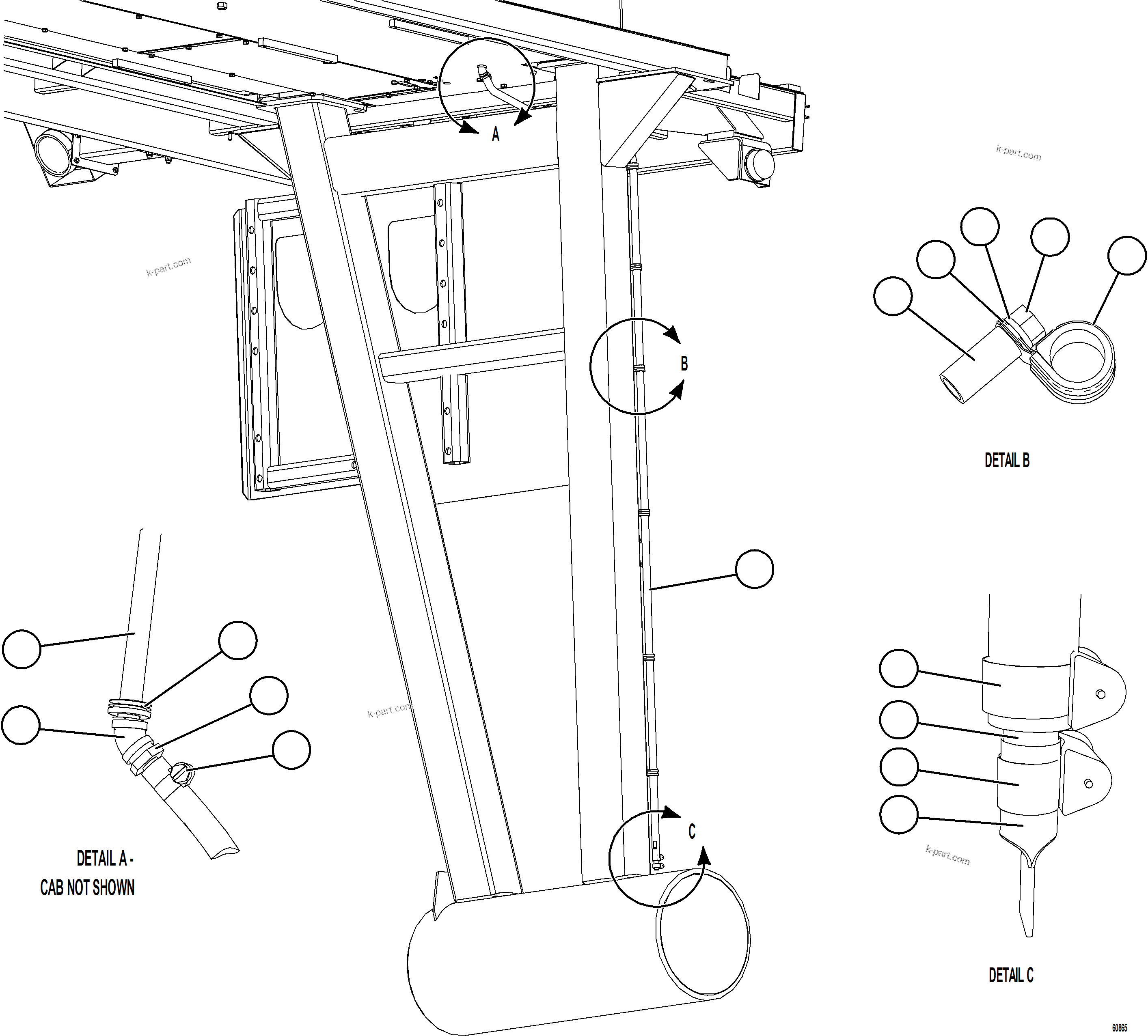 Komatsu parts book diagram for AFE62-BW 930E-4SE S/N A32123  COLLAHUASI: HEATER/AC DRAIN HOSE INSTALLATION