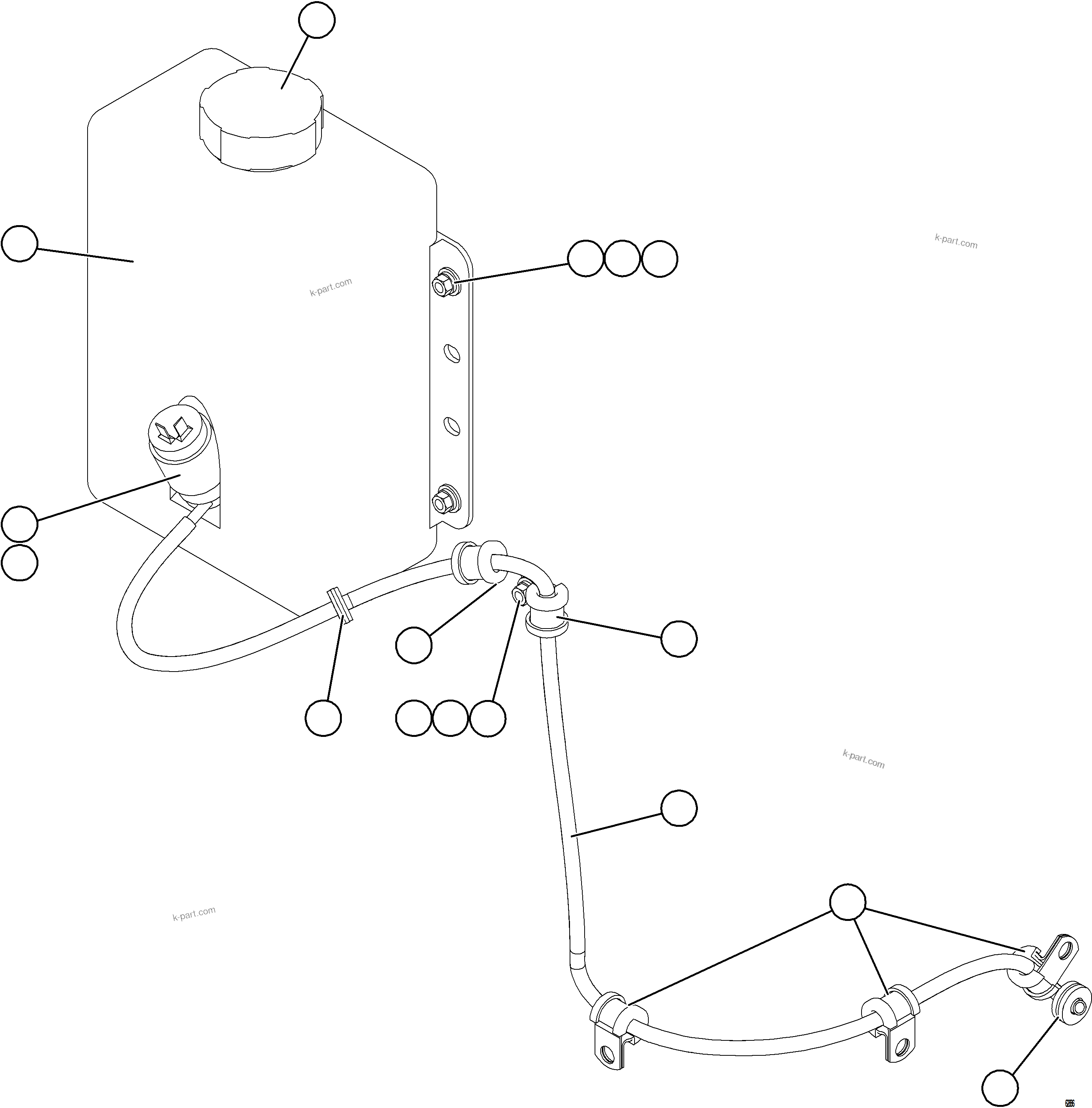 Komatsu parts book diagram for AFE62-BW 930E-4SE S/N A32123  COLLAHUASI: WINDSHIELD WASHER INSTALLATION