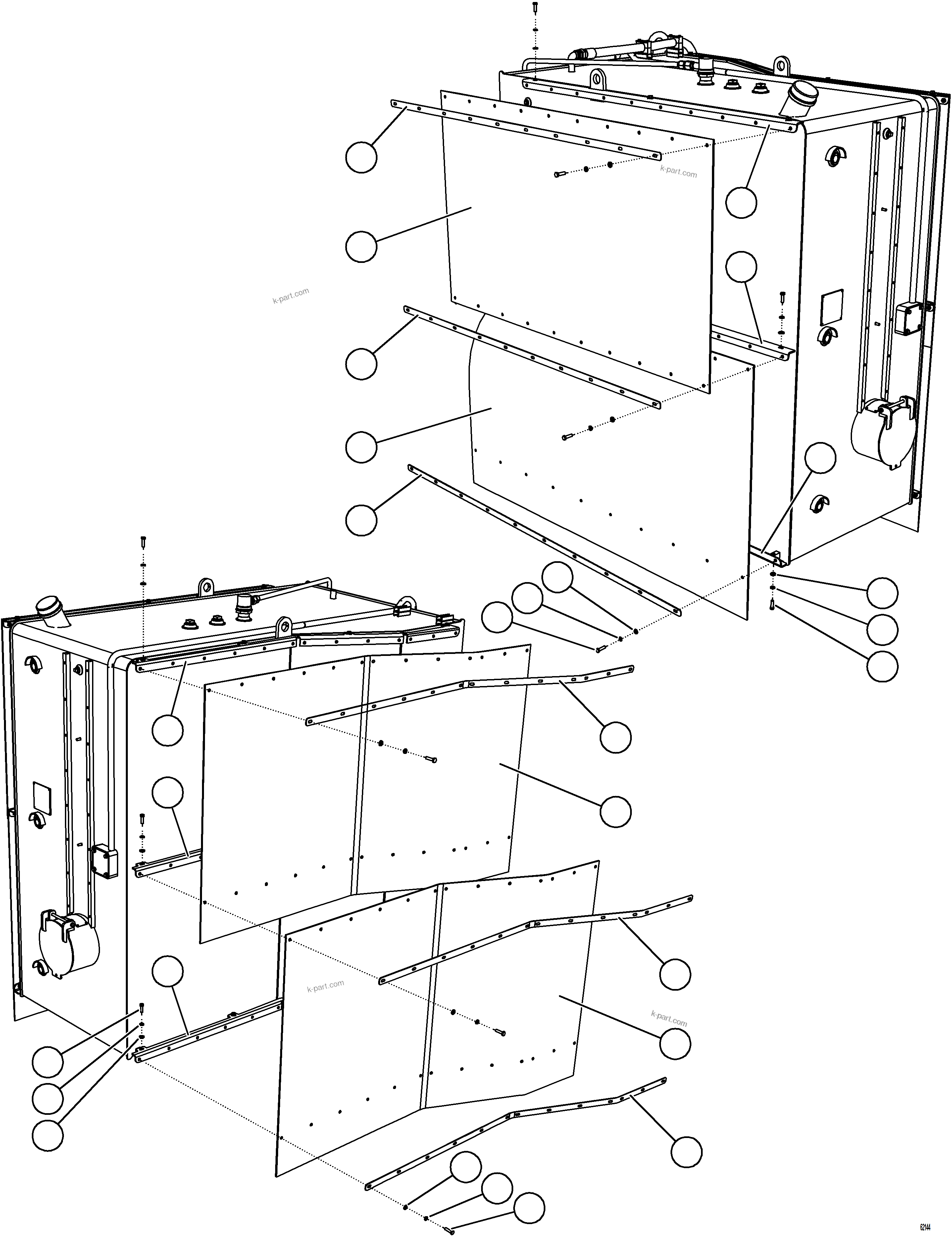 Komatsu parts book diagram for AFE62-BW 930E-4SE S/N A32123  COLLAHUASI: FUEL TANK MUD FLAPS    2/2
