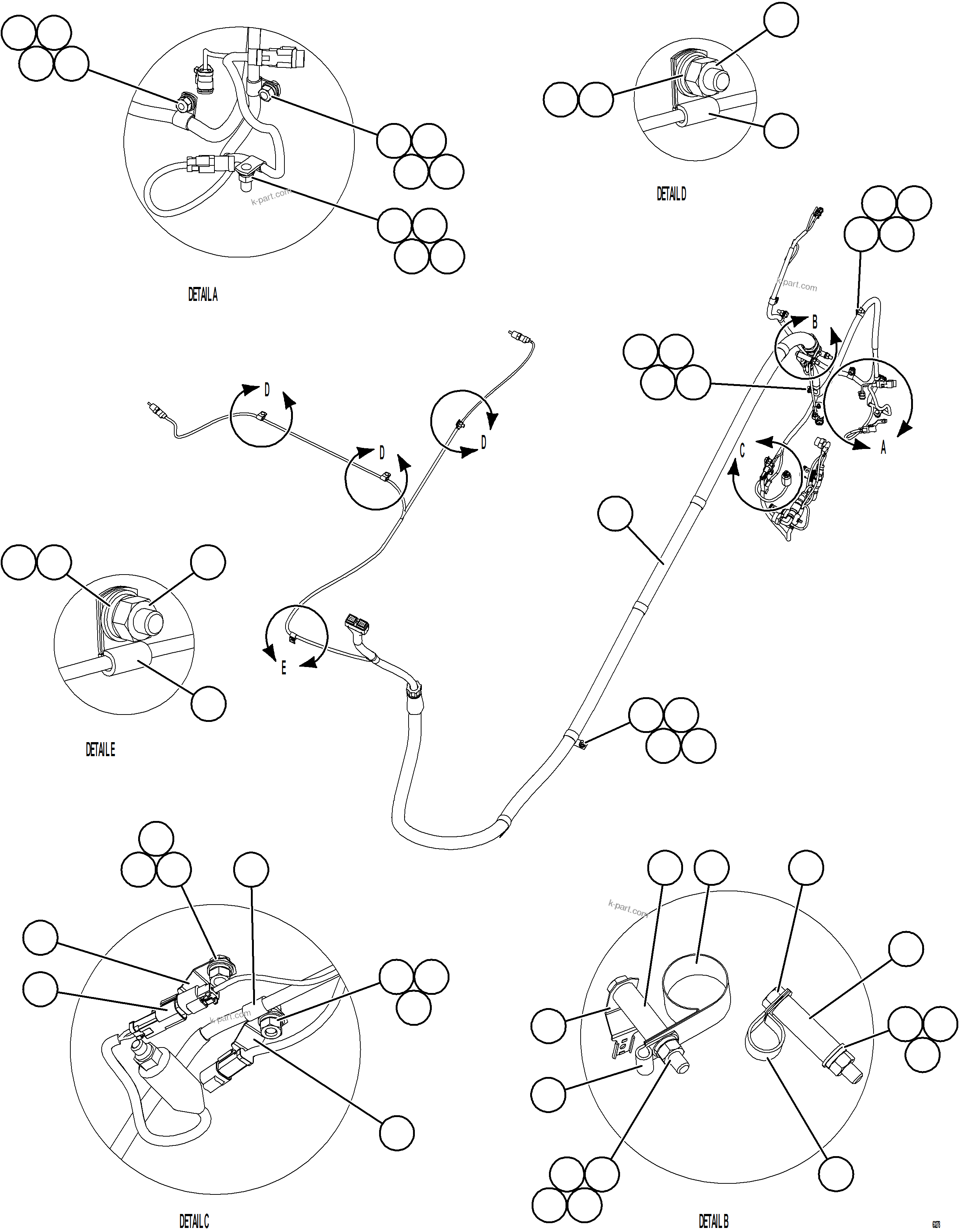 Komatsu parts book diagram for AFE62-BW 930E-4SE S/N A32123  COLLAHUASI: LEFT REAR FRAME RAIL HARNESS