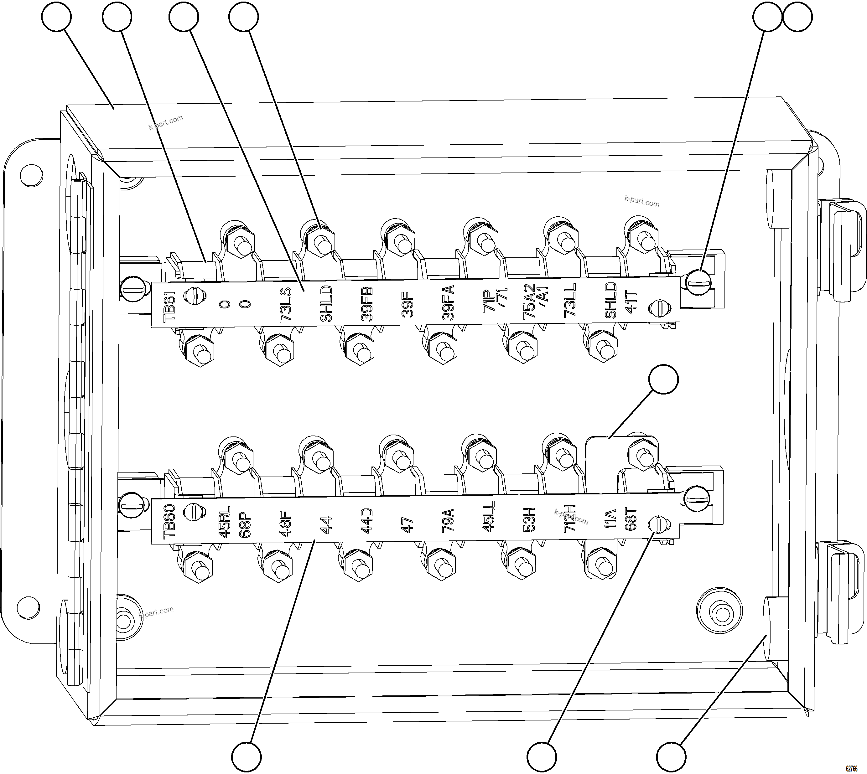 Komatsu parts book diagram for AFE62-BW 930E-4SE S/N A32123  COLLAHUASI: JUNCTION BOX ASSEMBLY - REAR      58F-06-80000