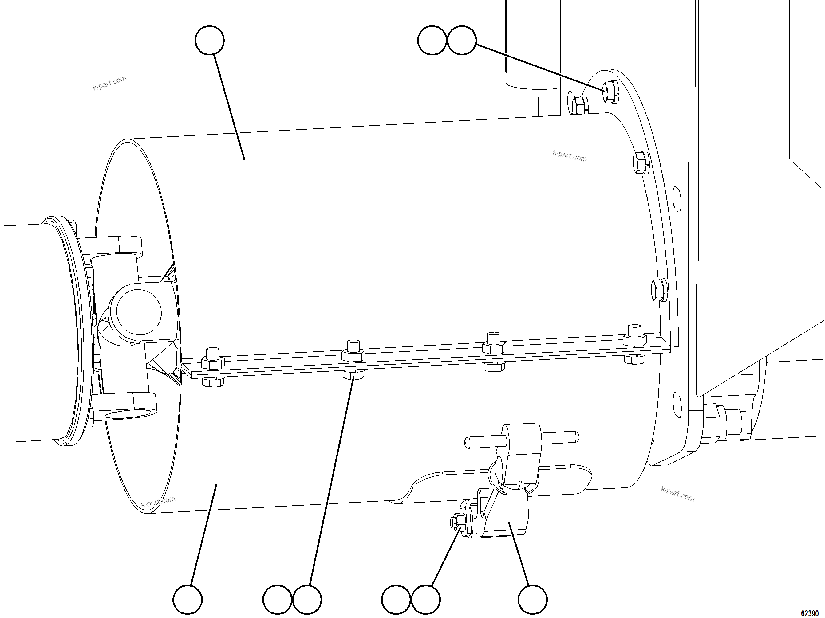 Komatsu parts book diagram for AFE62-BW 930E-4SE S/N A32123  COLLAHUASI: DRIVESHAFT GUARD