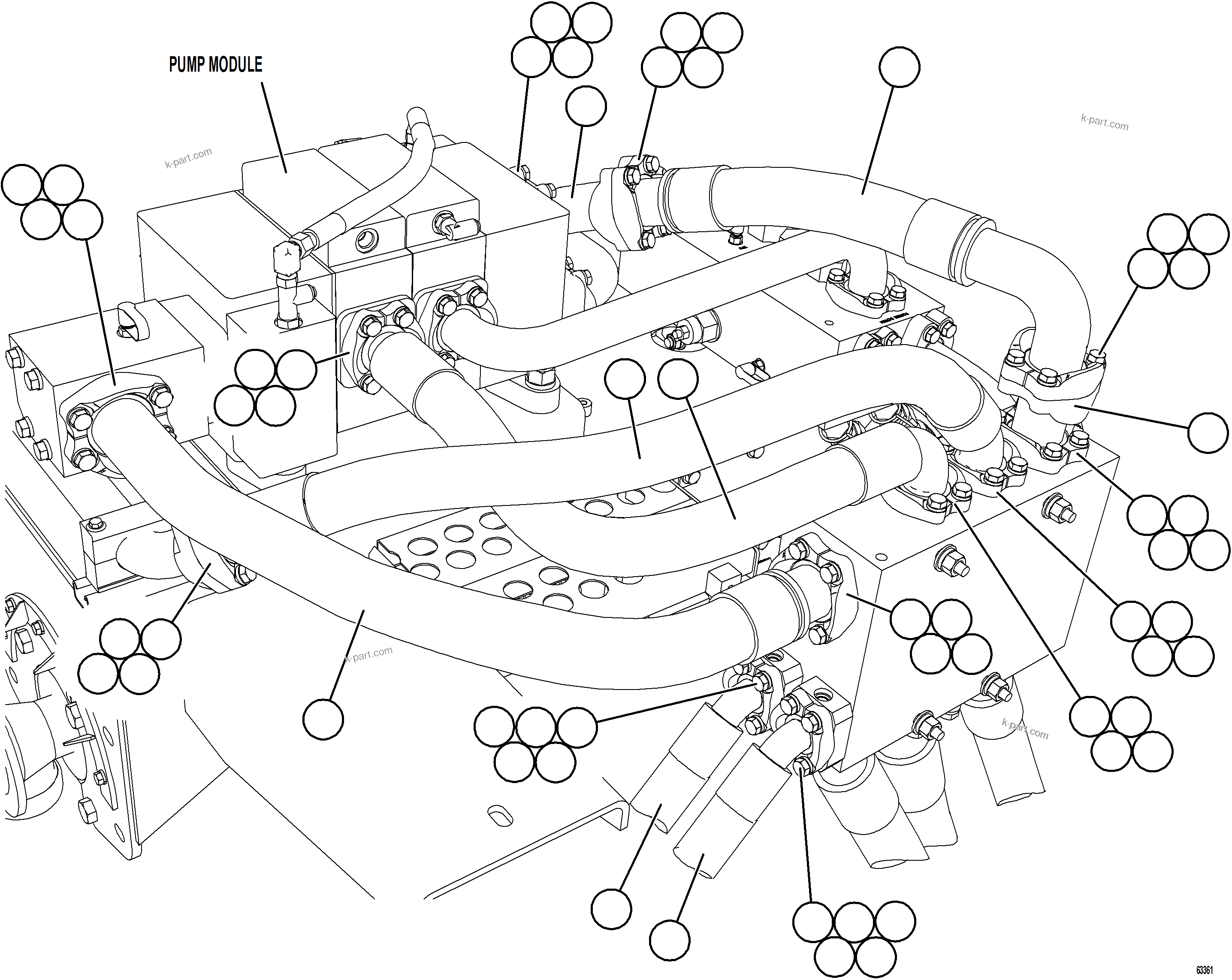 Komatsu parts book diagram for AFE62-BW 930E-4SE S/N A32123  COLLAHUASI: PUMP MODULE - BRAKE COOLING & HOIST   1/2