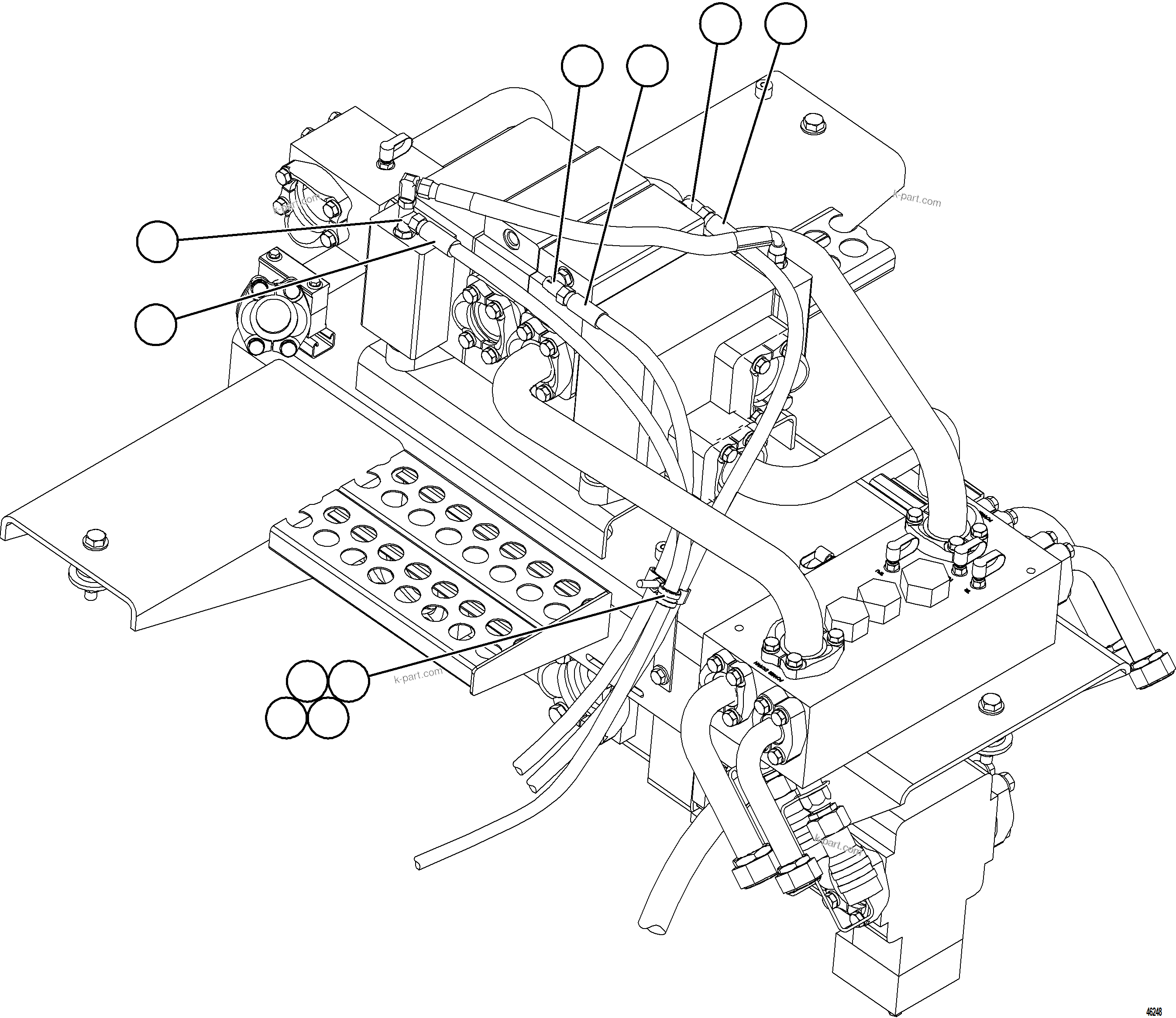 Komatsu parts book diagram for AFE62-BW 930E-4SE S/N A32123  COLLAHUASI: PUMP MODULE - HOIST PILOT PIPING
