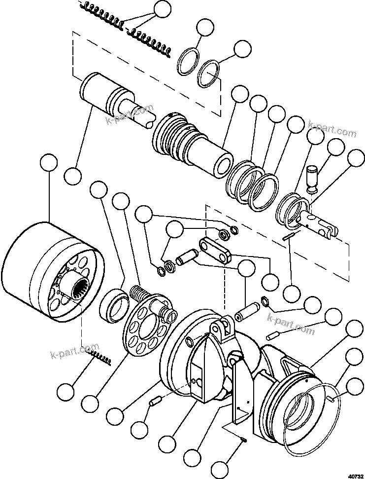 Komatsu parts book diagram for AFE62-BW 930E-4SE S/N A32123  COLLAHUASI: STEERING PUMP ROTATING GROUP     58C-60-00080