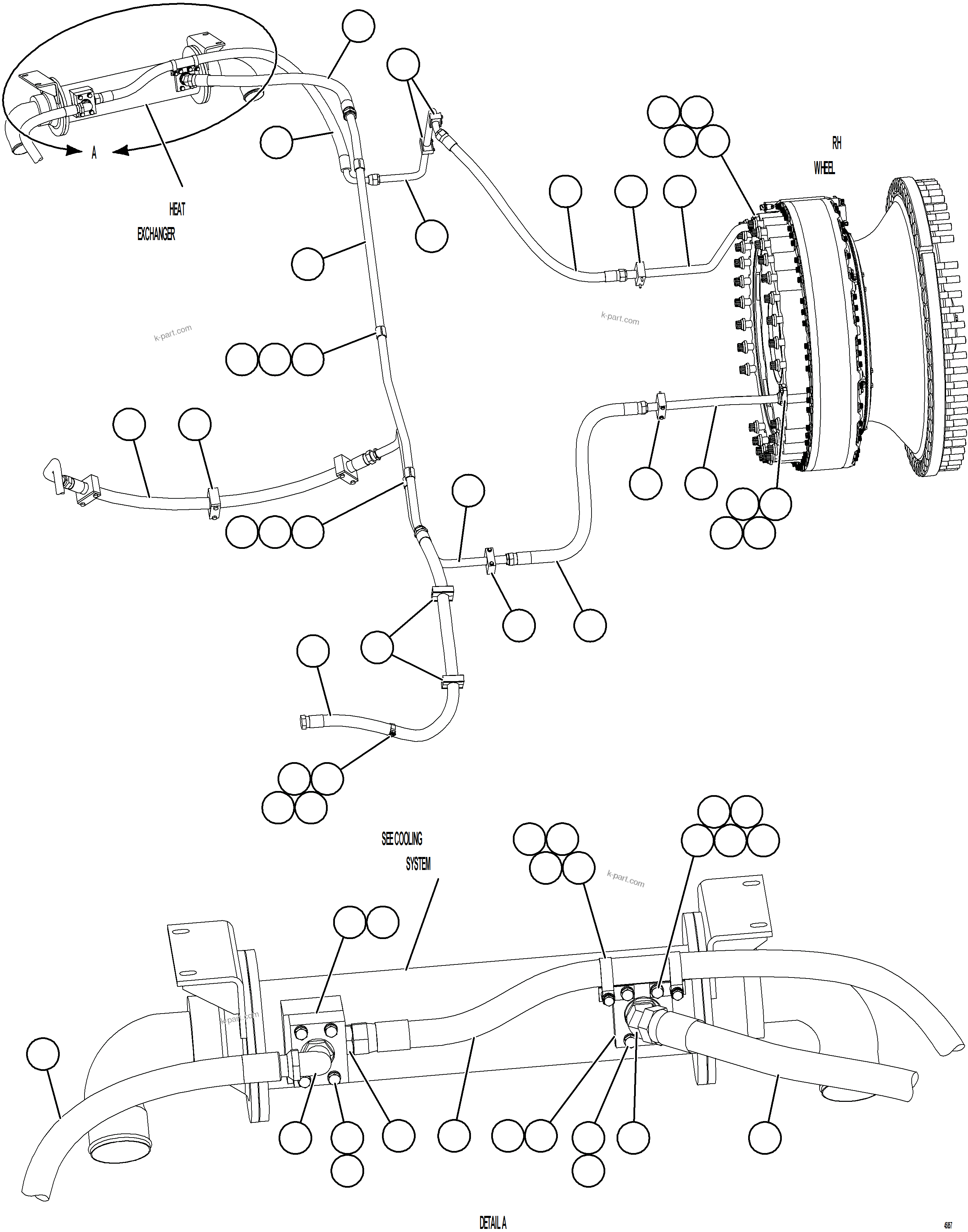 Komatsu parts book diagram for AFE62-BW 930E-4SE S/N A32123  COLLAHUASI: BRAKE COOLING PIPING  2/3