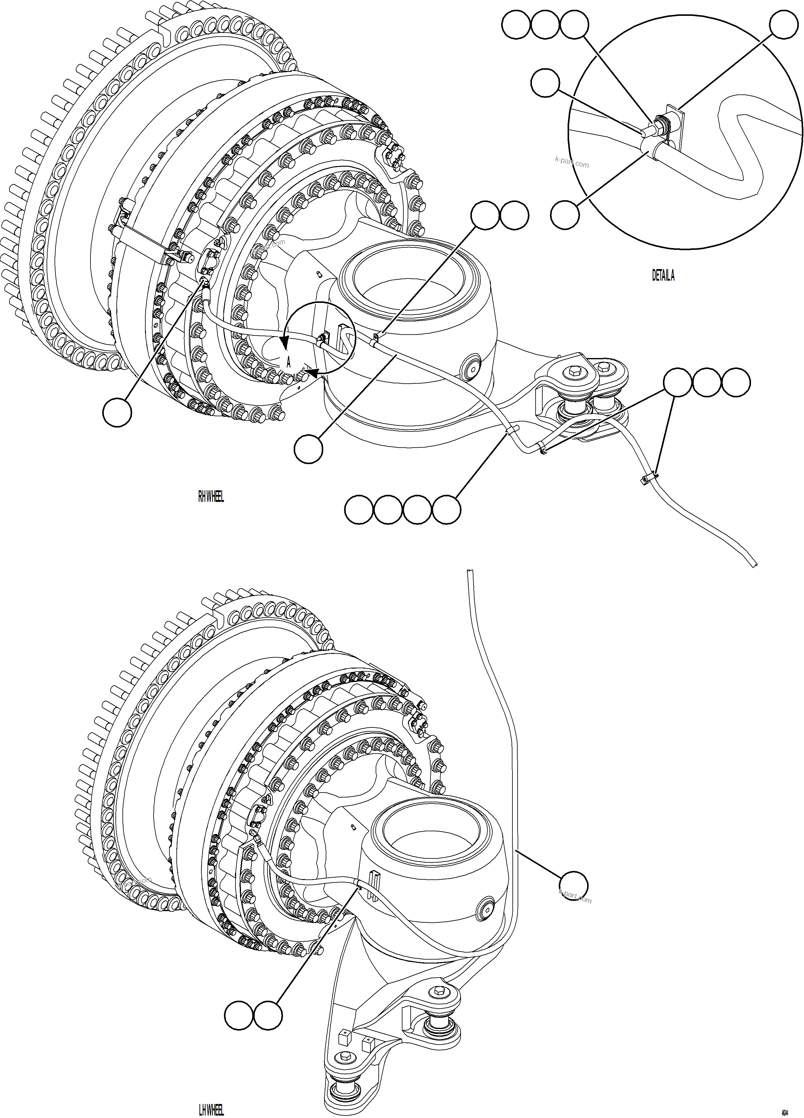 Komatsu parts book diagram for AFE62-BW 930E-4SE S/N A32123  COLLAHUASI: BRAKE APPLY PIPING   1/4