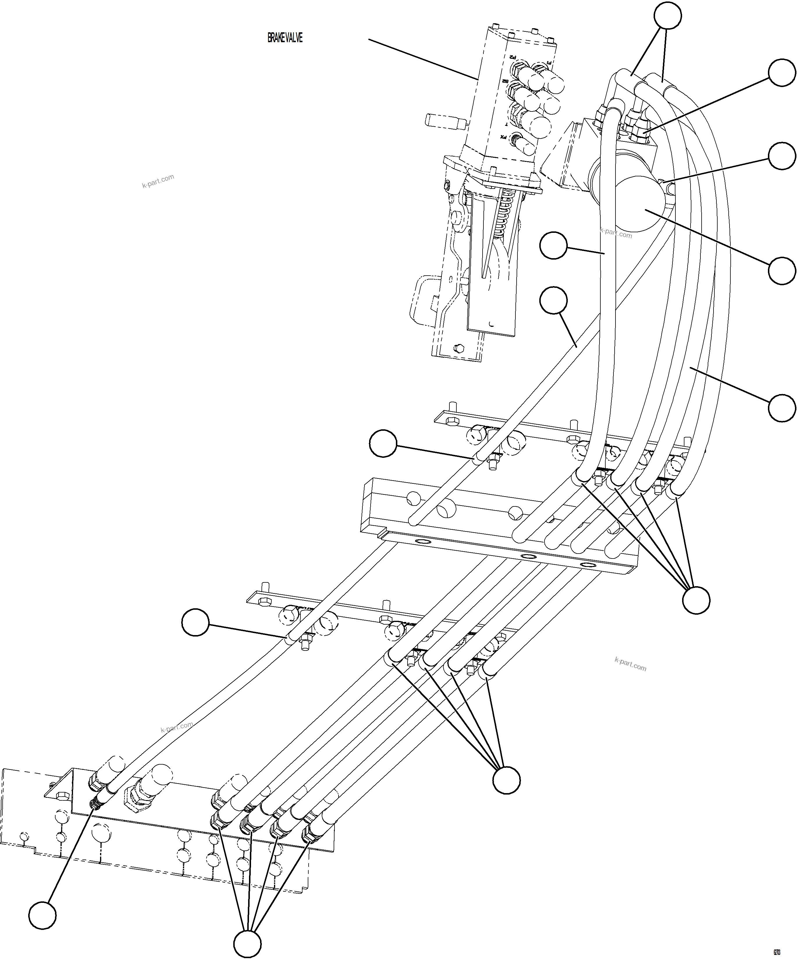 Komatsu parts book diagram for AFE62-BW 930E-4SE S/N A32123  COLLAHUASI: STEERING CONTROL UNIT PIPING