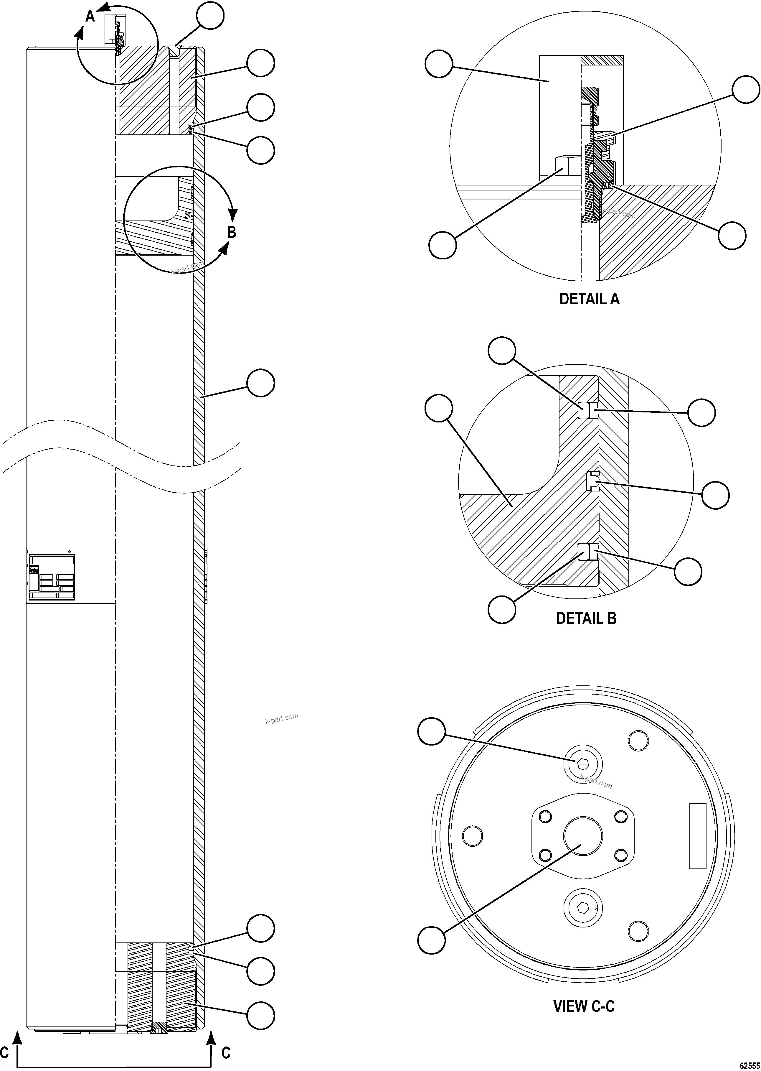 Komatsu parts book diagram for AFE62-BW 930E-4SE S/N A32123  COLLAHUASI: PISTON ACCUMULATOR    58C-60-10410