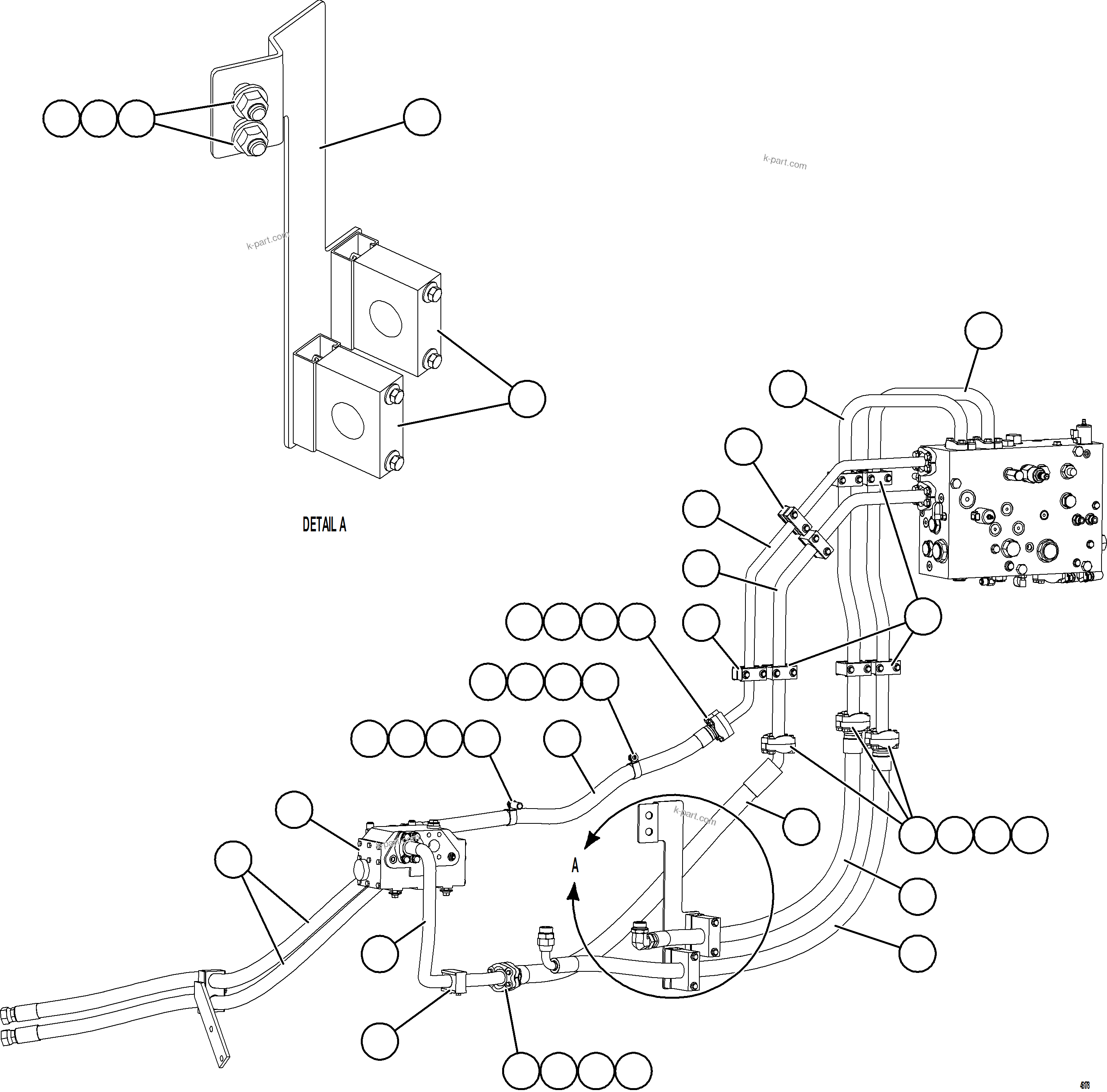 Komatsu parts book diagram for AFE62-BW 930E-4SE S/N A32123  COLLAHUASI: STEERING SYSTEM PIPING   1/2