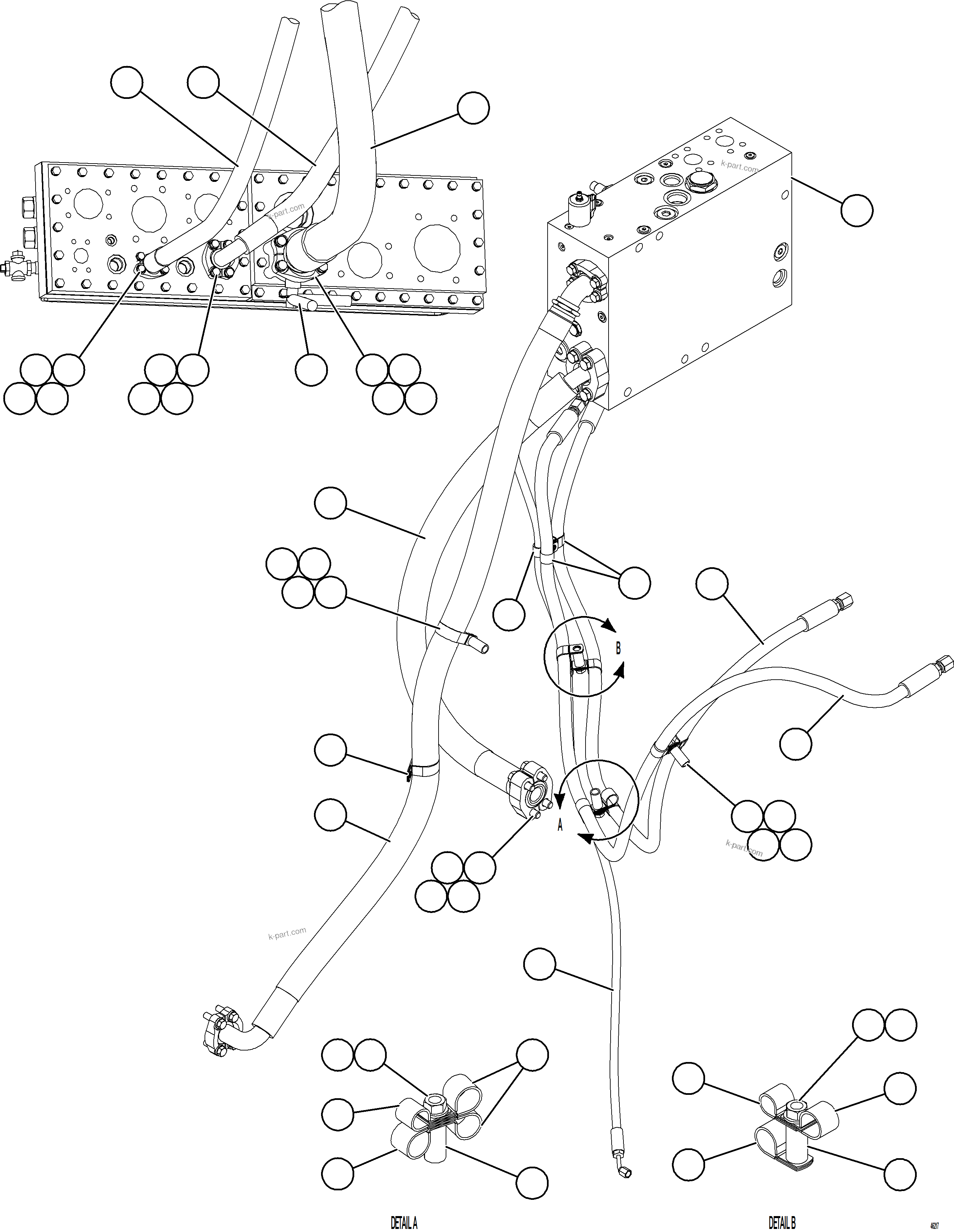 Komatsu parts book diagram for AFE62-BW 930E-4SE S/N A32123  COLLAHUASI: STEERING SYSTEM PIPING   2/2