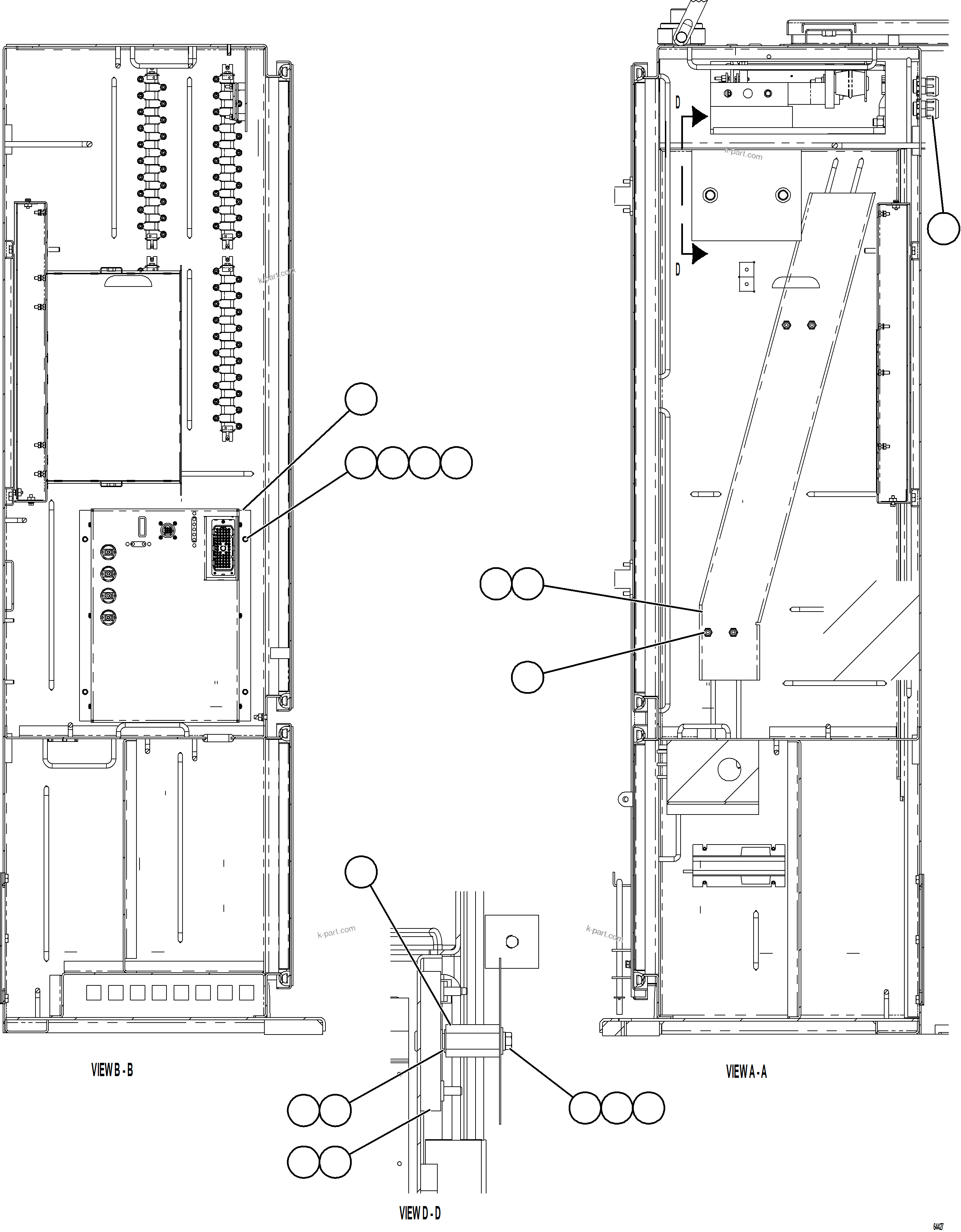 Komatsu parts book diagram for AFE62-BW 930E-4SE S/N A32123  COLLAHUASI: CONTROL CABINET - LH COMPARTMENT 2/2  58F-43-00033