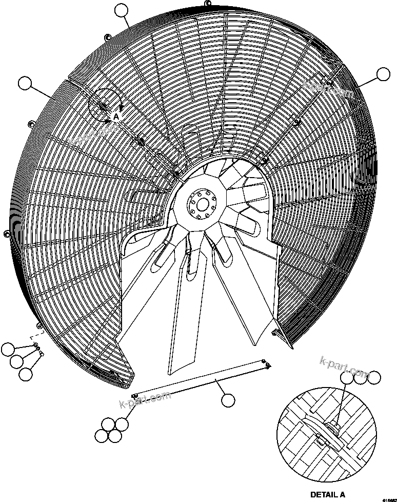 Komatsu parts book diagram for AFE62-W 930E-4SE S/N A31053, 1055, 1069, 1071, 1100-1101, 1109, 1117, 1130-32, 1141, 1143, 1145, 1163, 1165, 1167, 1185-1187, 1205-1207, 1222-1223, 1225, 1240 & 1242 OYU TOLGOI: FAN GUARD INSTALLATION
