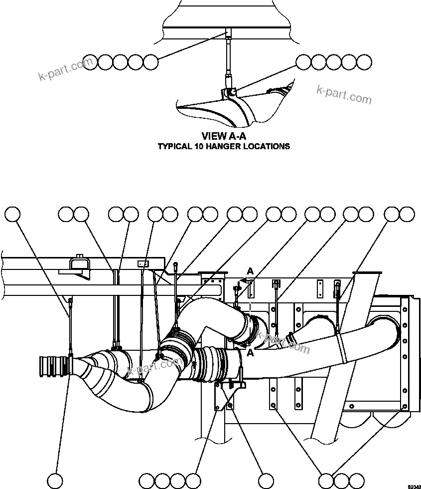 Komatsu parts book diagram for AFE62-W 930E-4SE S/N A31053, 1055, 1069, 1071, 1100-1101, 1109, 1117, 1130-32, 1141, 1143, 1145, 1163, 1165, 1167, 1185-1187, 1205-1207, 1222-1223, 1225, 1240 & 1242 OYU TOLGOI: AIR CLEANER INSTALLATION - RIGHT