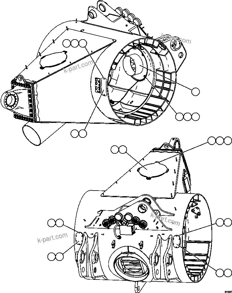 Komatsu parts book diagram for AFE62-W 930E-4SE S/N A31053, 1055, 1069, 1071, 1100-1101, 1109, 1117, 1130-32, 1141, 1143, 1145, 1163, 1165, 1167, 1185-1187, 1205-1207, 1222-1223, 1225, 1240 & 1242 OYU TOLGOI: AXLE HOUSING ACCESS COVERS