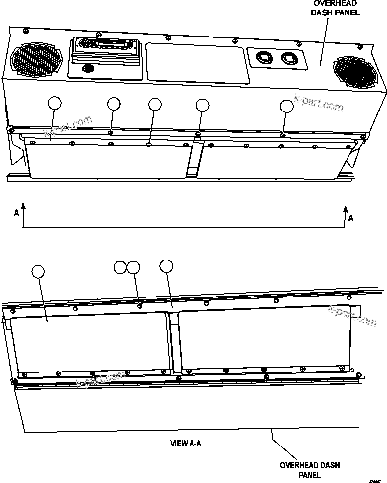 Komatsu parts book diagram for AFE62-W 930E-4SE S/N A31053, 1055, 1069, 1071, 1100-1101, 1109, 1117, 1130-32, 1141, 1143, 1145, 1163, 1165, 1167, 1185-1187, 1205-1207, 1222-1223, 1225, 1240 & 1242 OYU TOLGOI: VISOR INSTALLATION