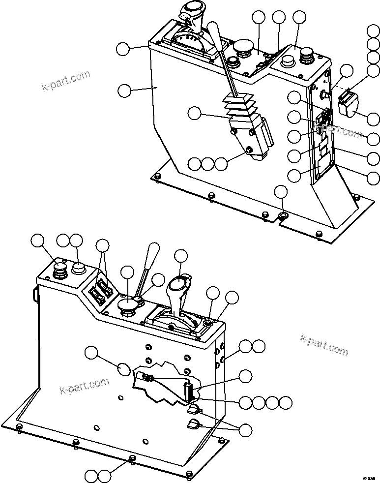 Komatsu parts book diagram for AFE62-W 930E-4SE S/N A31053, 1055, 1069, 1071, 1100-1101, 1109, 1117, 1130-32, 1141, 1143, 1145, 1163, 1165, 1167, 1185-1187, 1205-1207, 1222-1223, 1225, 1240 & 1242 OYU TOLGOI: CENTER CONSOLE MODULE