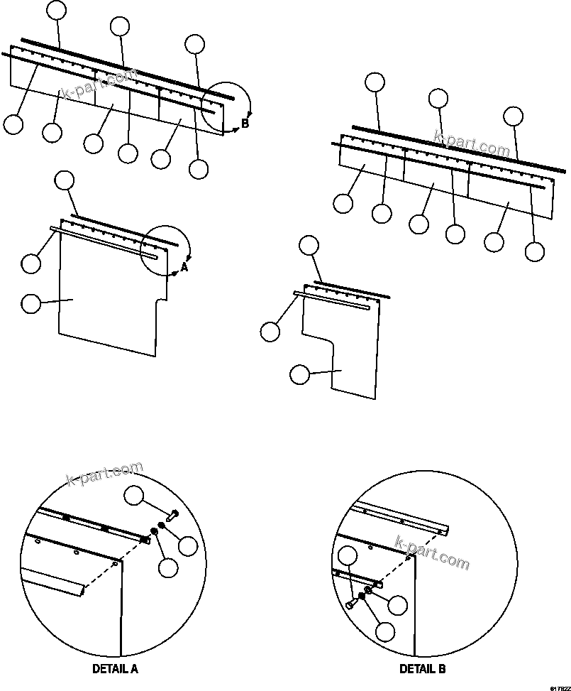 Komatsu parts book diagram for AFE62-W 930E-4SE S/N A31053, 1055, 1069, 1071, 1100-1101, 1109, 1117, 1130-32, 1141, 1143, 1145, 1163, 1165, 1167, 1185-1187, 1205-1207, 1222-1223, 1225, 1240 & 1242 OYU TOLGOI: BODY MUD FLAPS  2/2