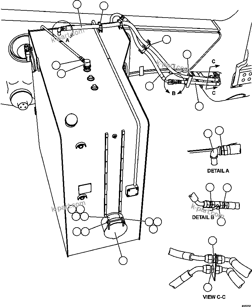 Komatsu parts book diagram for AFE62-W 930E-4SE S/N A31053, 1055, 1069, 1071, 1100-1101, 1109, 1117, 1130-32, 1141, 1143, 1145, 1163, 1165, 1167, 1185-1187, 1205-1207, 1222-1223, 1225, 1240 & 1242 OYU TOLGOI: FUEL SYSTEM PIPING     1/3