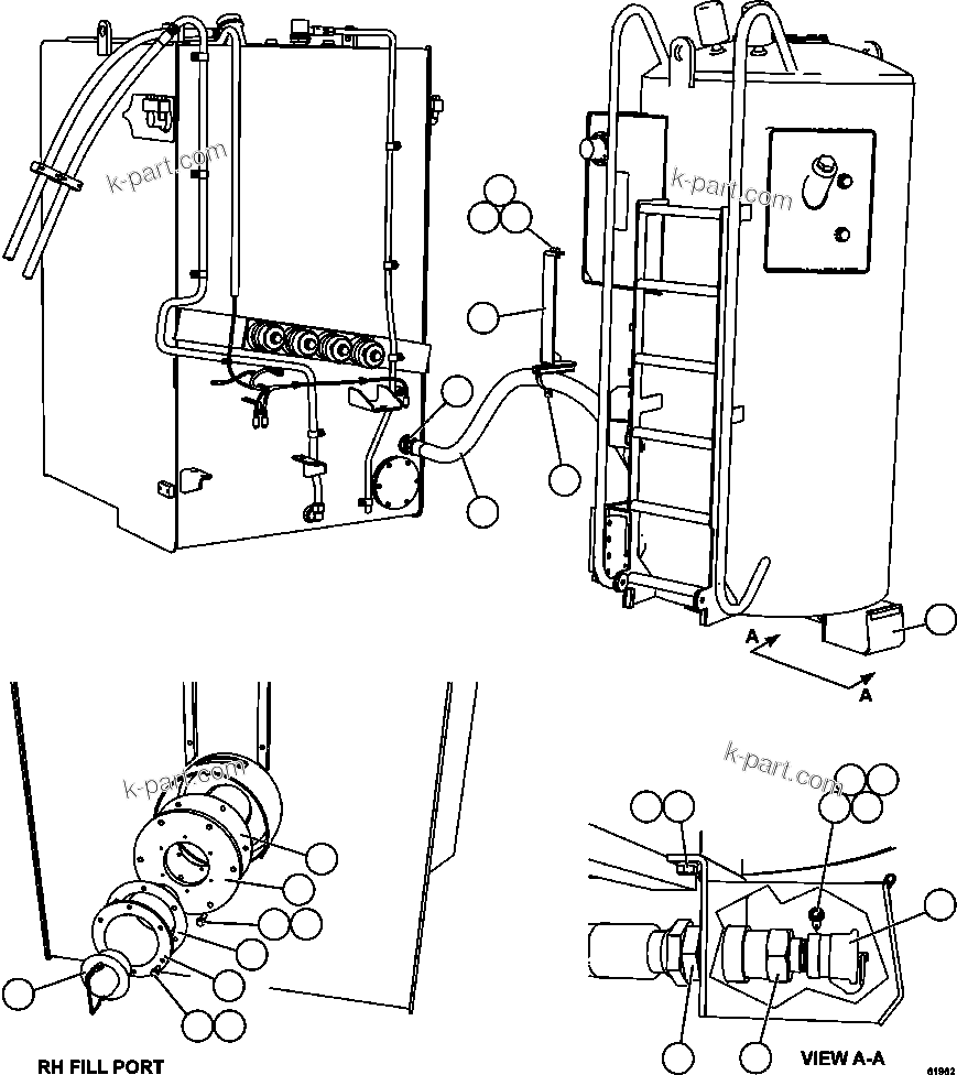 Komatsu parts book diagram for AFE62-W 930E-4SE S/N A31053, 1055, 1069, 1071, 1100-1101, 1109, 1117, 1130-32, 1141, 1143, 1145, 1163, 1165, 1167, 1185-1187, 1205-1207, 1222-1223, 1225, 1240 & 1242 OYU TOLGOI: FUEL SYSTEM - QUICK FILL    1/2