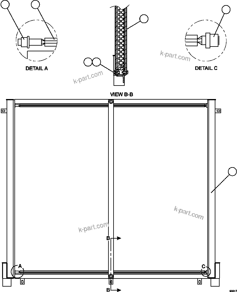 Komatsu parts book diagram for AFE62-W 930E-4SE S/N A31053, 1055, 1069, 1071, 1100-1101, 1109, 1117, 1130-32, 1141, 1143, 1145, 1163, 1165, 1167, 1185-1187, 1205-1207, 1222-1223, 1225, 1240 & 1242 OYU TOLGOI: FUEL COOLER ASSEMBLY       58B-03-00120