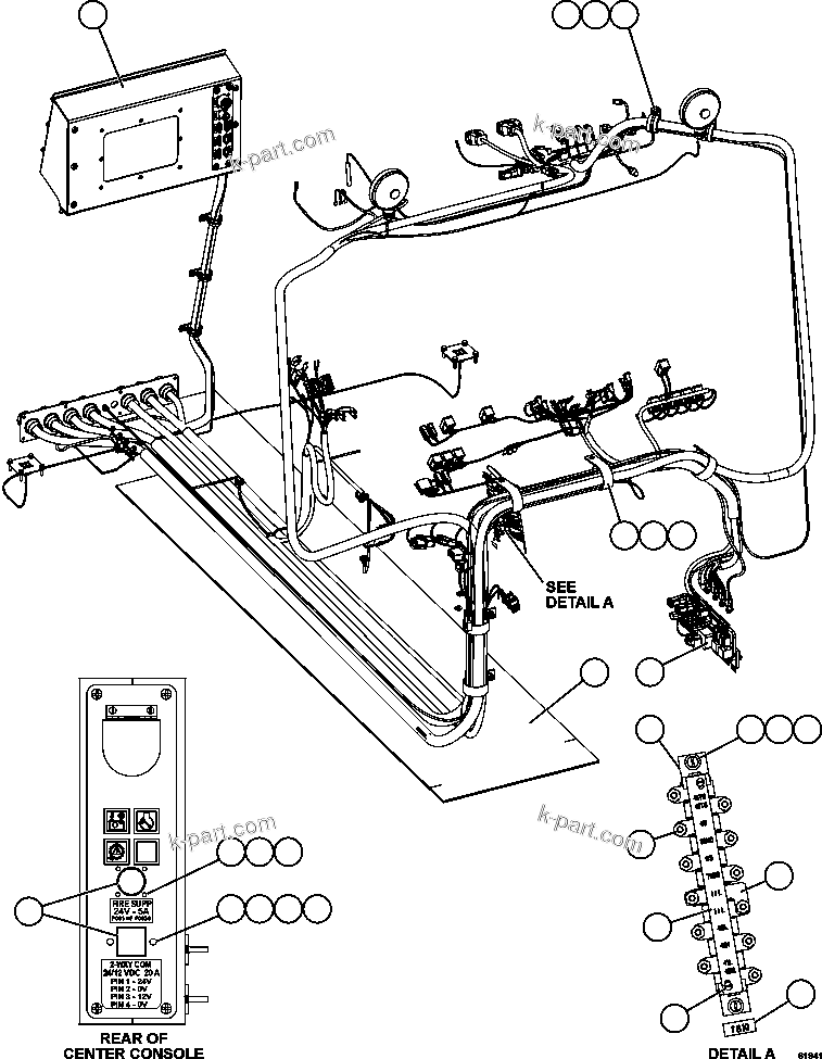 Komatsu parts book diagram for AFE62-W 930E-4SE S/N A31053, 1055, 1069, 1071, 1100-1101, 1109, 1117, 1130-32, 1141, 1143, 1145, 1163, 1165, 1167, 1185-1187, 1205-1207, 1222-1223, 1225, 1240 & 1242 OYU TOLGOI: CAB ELECTRICAL WIRING   1/2