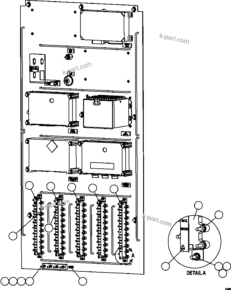 Komatsu parts book diagram for AFE62-W 930E-4SE S/N A31053, 1055, 1069, 1071, 1100-1101, 1109, 1117, 1130-32, 1141, 1143, 1145, 1163, 1165, 1167, 1185-1187, 1205-1207, 1222-1223, 1225, 1240 & 1242 OYU TOLGOI: AUXILIARY CONTROL CABINET - RIGHT SIDE WALL  2/2