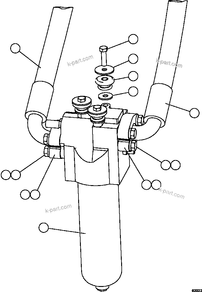 Komatsu parts book diagram for AFE62-W 930E-4SE S/N A31053, 1055, 1069, 1071, 1100-1101, 1109, 1117, 1130-32, 1141, 1143, 1145, 1163, 1165, 1167, 1185-1187, 1205-1207, 1222-1223, 1225, 1240 & 1242 OYU TOLGOI: HYDRAULIC STEERING FILTER INSTALLATION