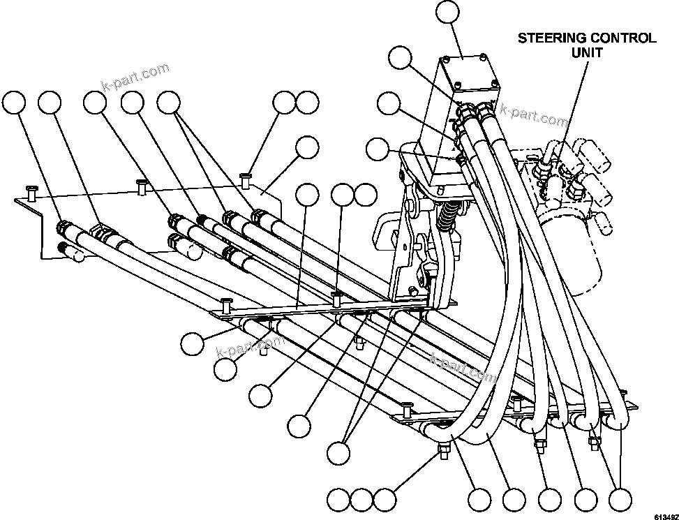 Komatsu parts book diagram for AFE62-W 930E-4SE S/N A31053, 1055, 1069, 1071, 1100-1101, 1109, 1117, 1130-32, 1141, 1143, 1145, 1163, 1165, 1167, 1185-1187, 1205-1207, 1222-1223, 1225, 1240 & 1242 OYU TOLGOI: BRAKE VALVE PIPING