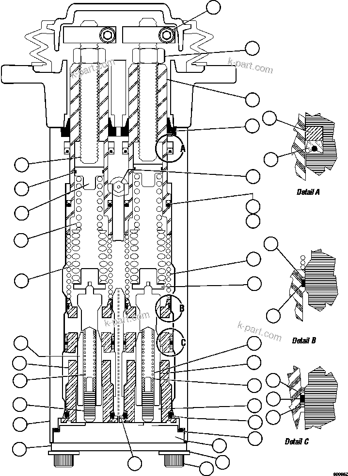 Komatsu parts book diagram for AFE62-W 930E-4SE S/N A31053, 1055, 1069, 1071, 1100-1101, 1109, 1117, 1130-32, 1141, 1143, 1145, 1163, 1165, 1167, 1185-1187, 1205-1207, 1222-1223, 1225, 1240 & 1242 OYU TOLGOI: BRAKE VALVE SUB-ASSEMBLY  2/2   XA2704