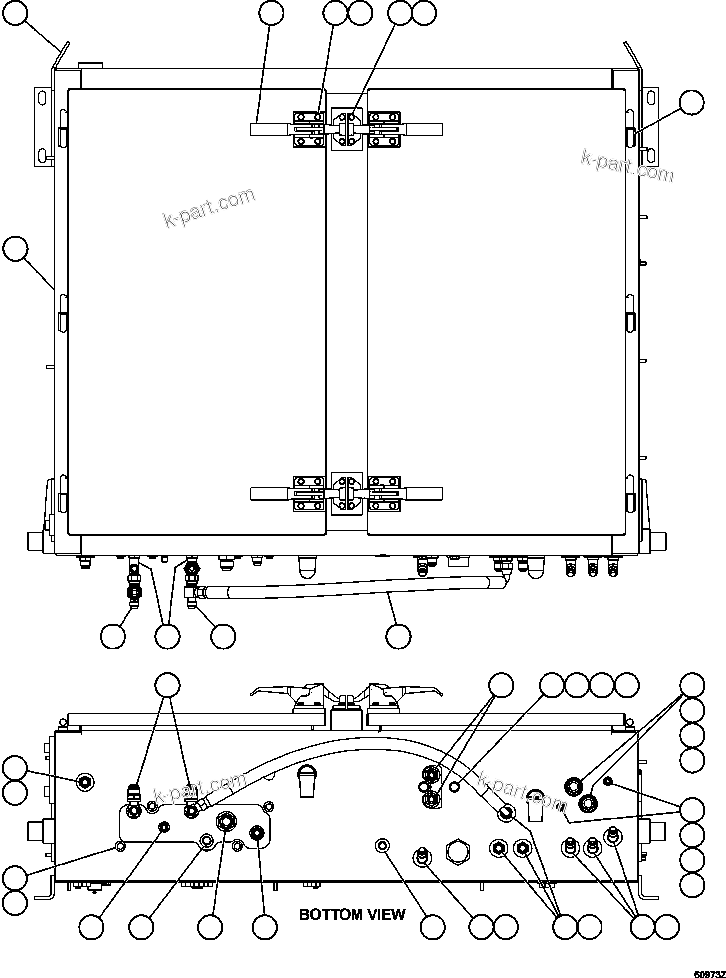 Komatsu parts book diagram for AFE62-W 930E-4SE S/N A31053, 1055, 1069, 1071, 1100-1101, 1109, 1117, 1130-32, 1141, 1143, 1145, 1163, 1165, 1167, 1185-1187, 1205-1207, 1222-1223, 1225, 1240 & 1242 OYU TOLGOI: HYDRAULIC BRAKE CABINET ASSEMBLY