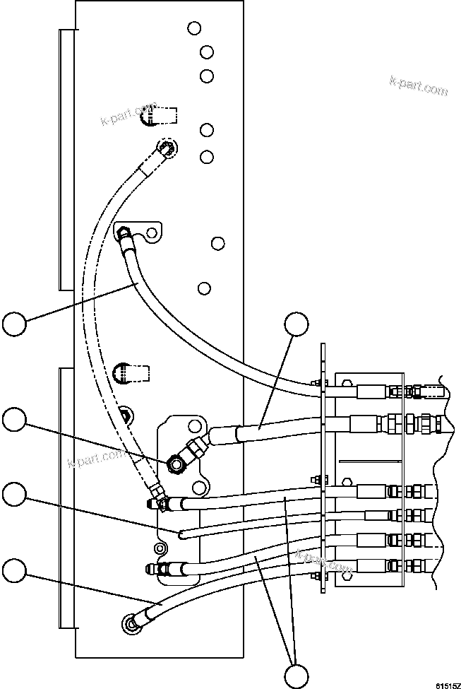 Komatsu parts book diagram for AFE62-W 930E-4SE S/N A31053, 1055, 1069, 1071, 1100-1101, 1109, 1117, 1130-32, 1141, 1143, 1145, 1163, 1165, 1167, 1185-1187, 1205-1207, 1222-1223, 1225, 1240 & 1242 OYU TOLGOI: HYDRAULIC BRAKE CABINET HOSE ROUTING    1/3