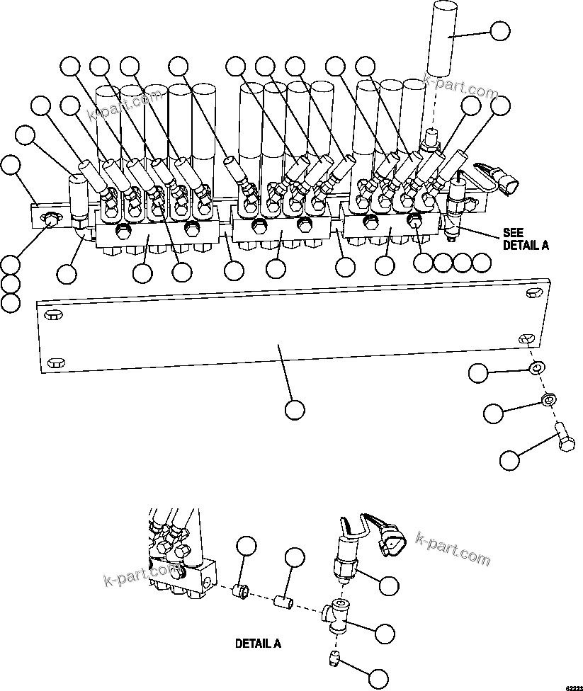 Komatsu parts book diagram for AFE62-W 930E-4SE S/N A31053, 1055, 1069, 1071, 1100-1101, 1109, 1117, 1130-32, 1141, 1143, 1145, 1163, 1165, 1167, 1185-1187, 1205-1207, 1222-1223, 1225, 1240 & 1242 OYU TOLGOI: AUTOMATIC LUBRICATION SYSTEM - REAR AXLE    1/2