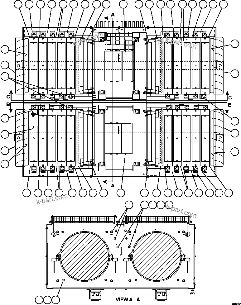 Komatsu parts book diagram for AFE62-W 930E-4SE S/N A31053, 1055, 1069, 1071, 1100-1101, 1109, 1117, 1130-32, 1141, 1143, 1145, 1163, 1165, 1167, 1185-1187, 1205-1207, 1222-1223, 1225, 1240 & 1242 OYU TOLGOI: RETARDING GRID ASSEMBLY  1/3    PC2142