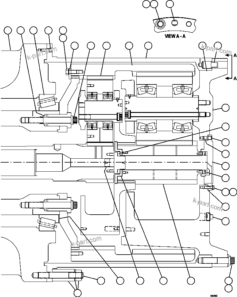 Komatsu parts book diagram for AFE62-W 930E-4SE S/N A31053, 1055, 1069, 1071, 1100-1101, 1109, 1117, 1130-32, 1141, 1143, 1145, 1163, 1165, 1167, 1185-1187, 1205-1207, 1222-1223, 1225, 1240 & 1242 OYU TOLGOI: TRANSMISSION, MOTORIZED WHEEL 2/2   58F-30-00010