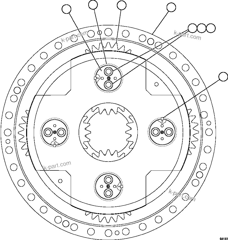 Komatsu parts book diagram for AFE62-W 930E-4SE S/N A31053, 1055, 1069, 1071, 1100-1101, 1109, 1117, 1130-32, 1141, 1143, 1145, 1163, 1165, 1167, 1185-1187, 1205-1207, 1222-1223, 1225, 1240 & 1242 OYU TOLGOI: CARRIER ASSEMBLY - LOW SPEED          XA4490