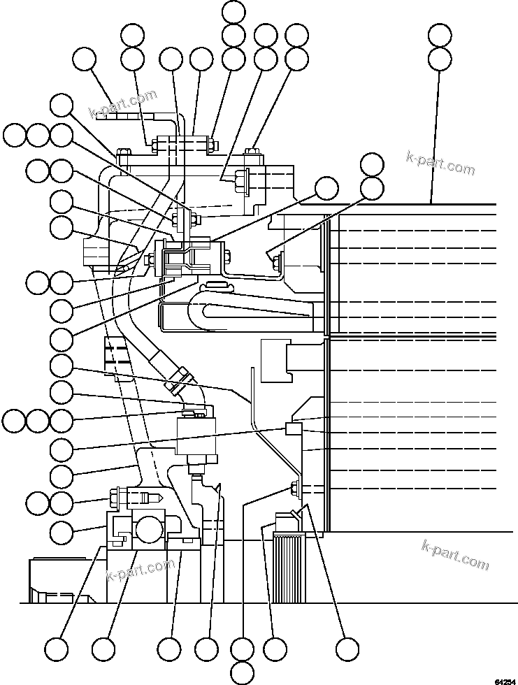Komatsu parts book diagram for AFE62-W 930E-4SE S/N A31053, 1055, 1069, 1071, 1100-1101, 1109, 1117, 1130-32, 1141, 1143, 1145, 1163, 1165, 1167, 1185-1187, 1205-1207, 1222-1223, 1225, 1240 & 1242 OYU TOLGOI: MOTOR ASSEMBLY - WHEEL  1/2             XA4259