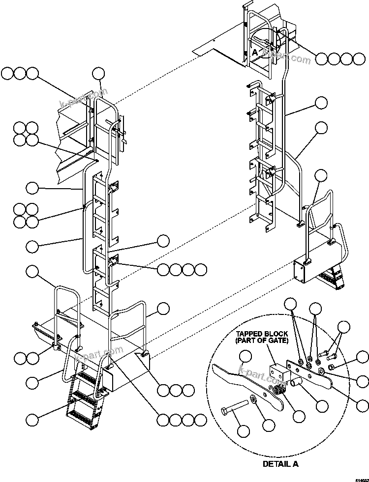 Komatsu parts book diagram for AFE63-B 960E-1K S/N A50009 - A50010    ANGLO SISHEN: HANDRAILS - LADDERS, STEPS & PLATFORMS
